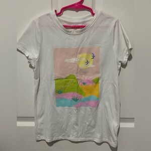 Cat & Jack White Tee with Colorful Landscape Graphic